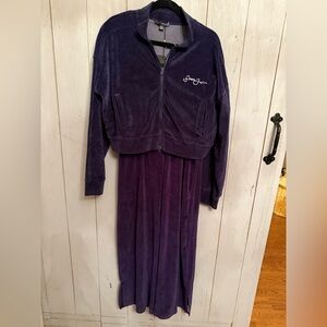 Sean John X Misguided Velour Tracksuit sz 10 Crop Jacket Navy Pockets Logo NWT’s